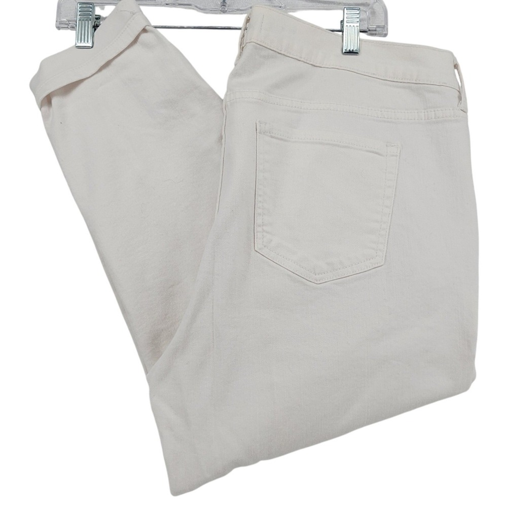 JUSTUSA 16W White Denim Crop Jeans Plus Size Cuffed Stretch Casual Summer Basic